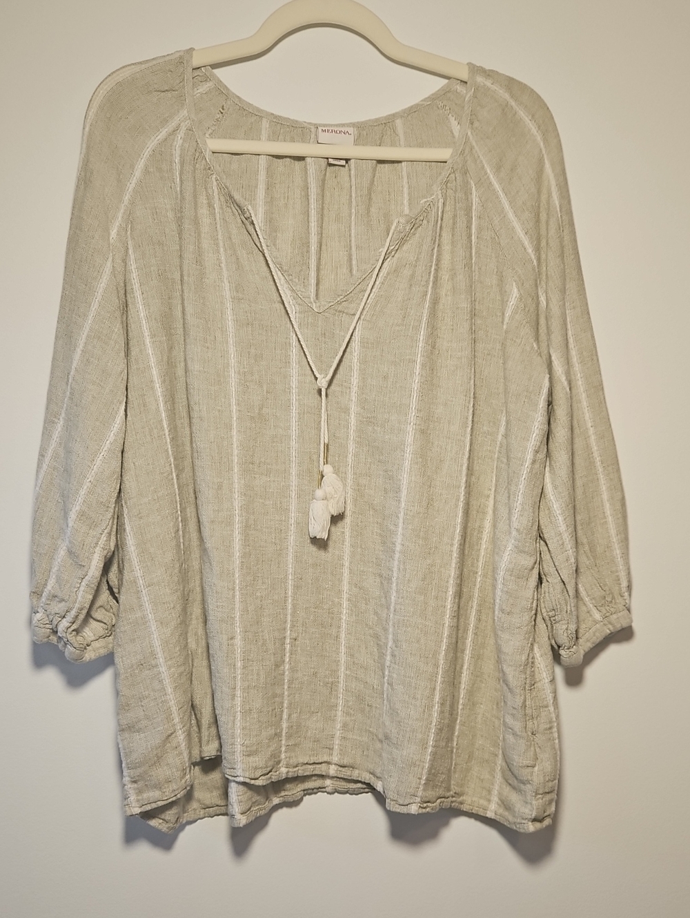 Merona Cream Striped Tassel Peasant Tunic